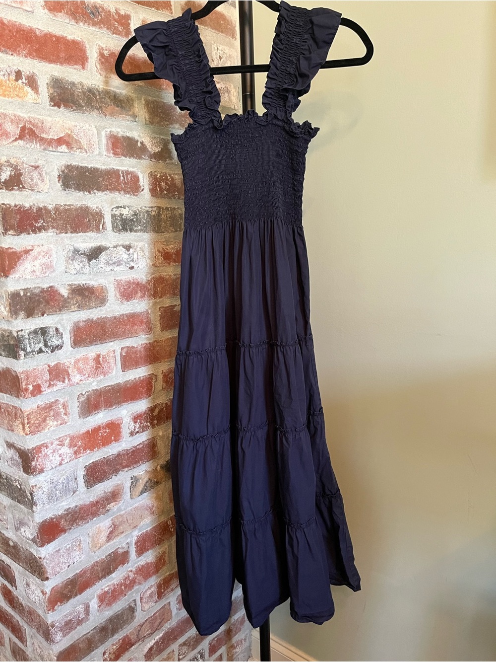 Quince 100% Organic Cotton Poplin Smocked Midi Dress | size XS